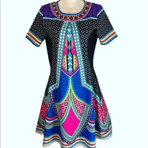 Flying Tomato Brilliant Color Geo Print Swing Dress size Small